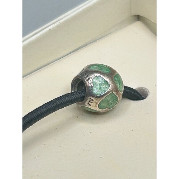 Pandora Green Enamel Hearts Sliding Bead Charm 925 Sterling Silver New Old Stock - Picture 7 of 9